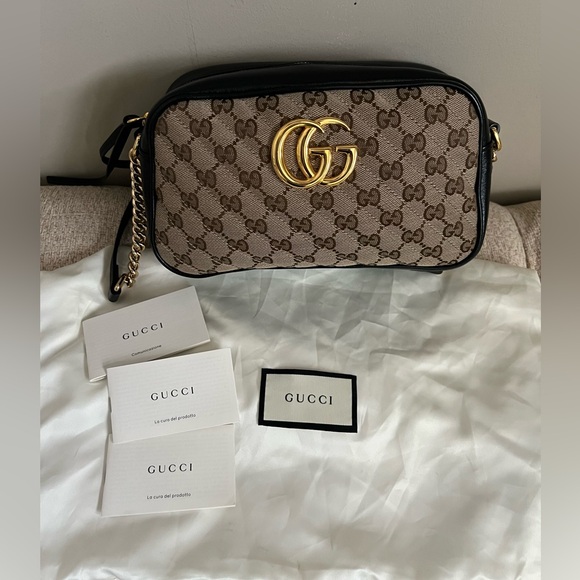 Gucci GG Marmont - Brown Canvas with Black Leather- Crossbody- Like New - Picture 4 of 15